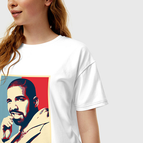 Женская футболка оверсайз Drake obey / Белый – фото 3