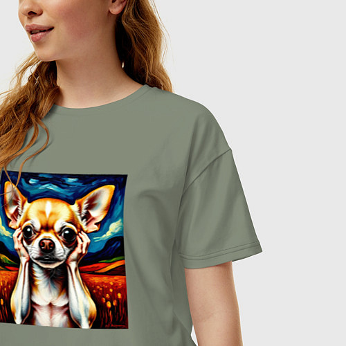 Женская футболка оверсайз Крик Чихуахуа в шоке / Авокадо – фото 3