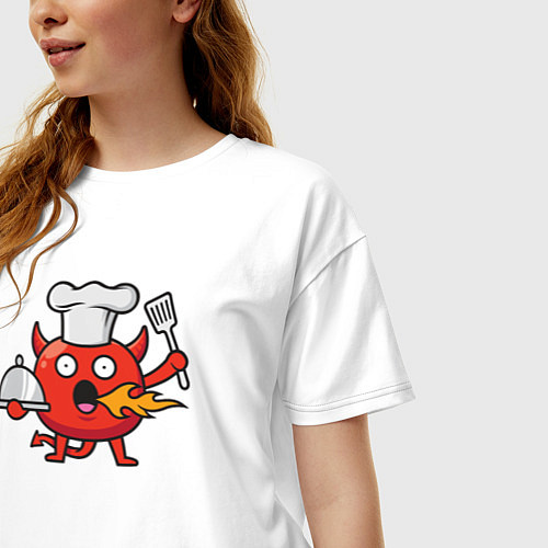 Женская футболка оверсайз Дьяволёнок шеф / Белый – фото 3