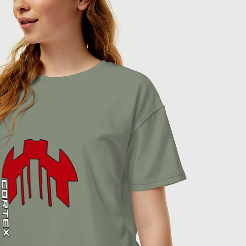 Женская футболка оверсайз Cortex красный чёрная обводка / Авокадо – фото 3