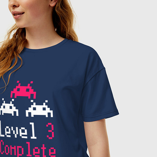 Женская футболка оверсайз Уровень 3 пройден / Тёмно-синий – фото 3