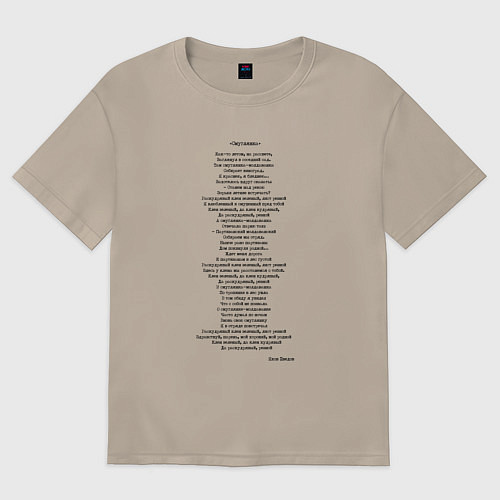 Женская футболка оверсайз Текст песни Смуглянка молдаванка / Миндальный – фото 1
