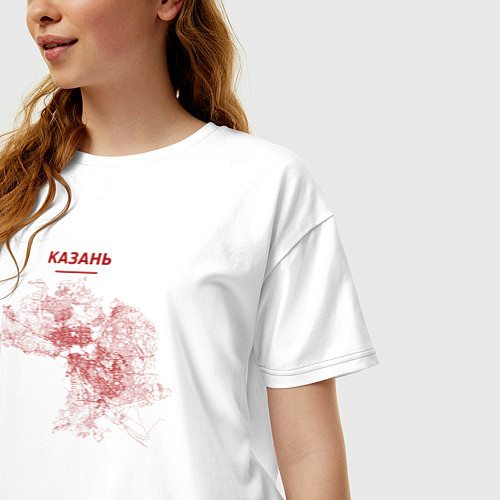 Женская футболка оверсайз Карта Казань красная / Белый – фото 3