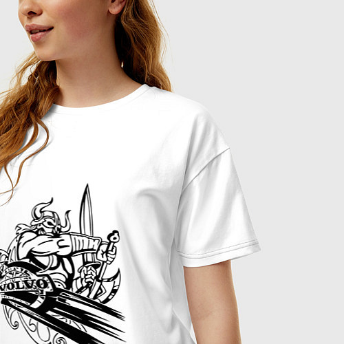 Женская футболка оверсайз Вольво viking / Белый – фото 3