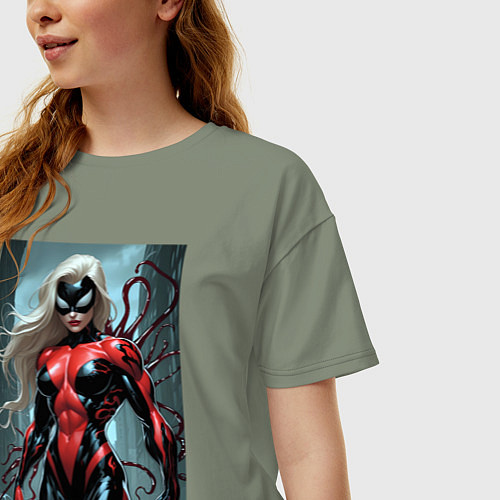 Женская футболка оверсайз Девушка-веном / Авокадо – фото 3