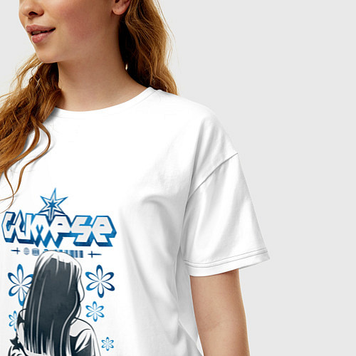 Женская футболка оверсайз Glimse,Y2K стиль / Белый – фото 3