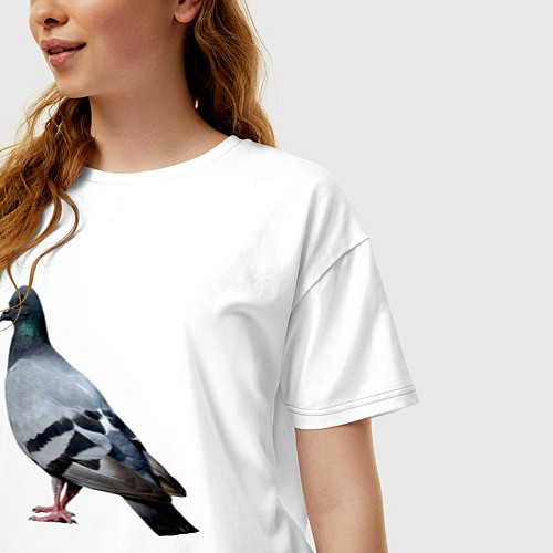 Женская футболка оверсайз Голубь сизый / Белый – фото 3