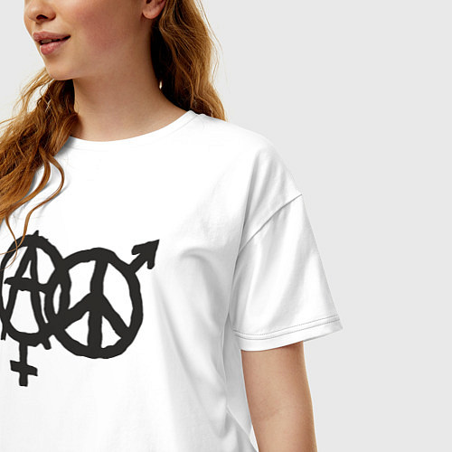 Женская футболка оверсайз Anarchy peace / Белый – фото 3