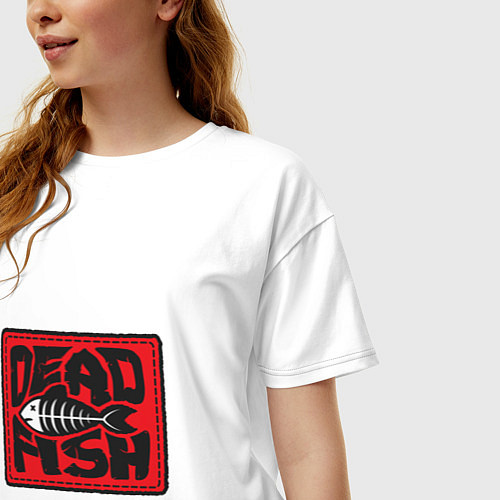 Женская футболка оверсайз Dead Fish панк рок / Белый – фото 3