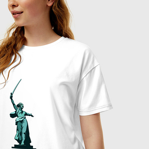 Женская футболка оверсайз Родина мать победа / Белый – фото 3