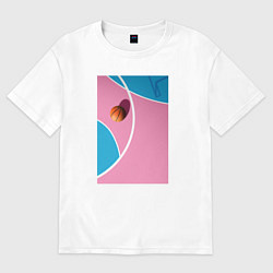 Футболка оверсайз женская Баскетбольная площадка сверху и мяч, цвет: белый