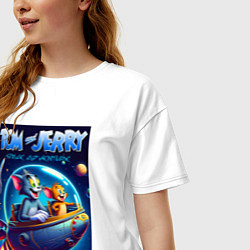 Футболка оверсайз женская Tom and Jerry - space adventure, цвет: белый — фото 2