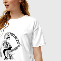 Футболка оверсайз женская Skeleton guitarist - punks not dead motto, цвет: белый — фото 2