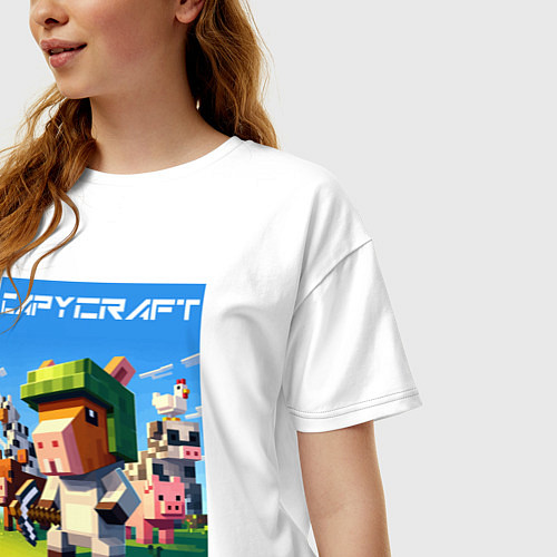 Женская футболка оверсайз Capycraft - collaboration ai art / Белый – фото 3