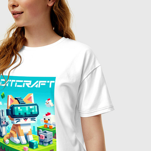 Женская футболка оверсайз Catcraft - collaboration ai art / Белый – фото 3