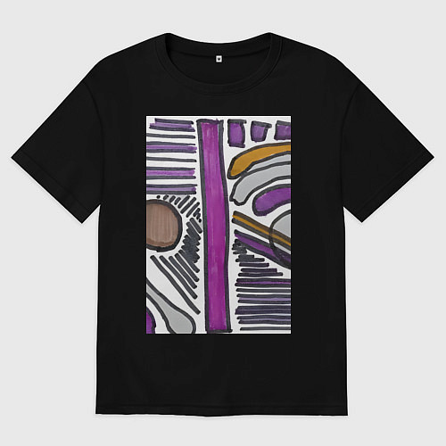Женская футболка оверсайз Фиолетовая композиция / Черный – фото 1