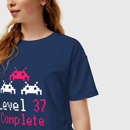 Женская футболка оверсайз Уровень 37 пройден / Тёмно-синий – фото 3