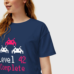 Футболка оверсайз женская Уровень 42 пройден, цвет: тёмно-синий — фото 2