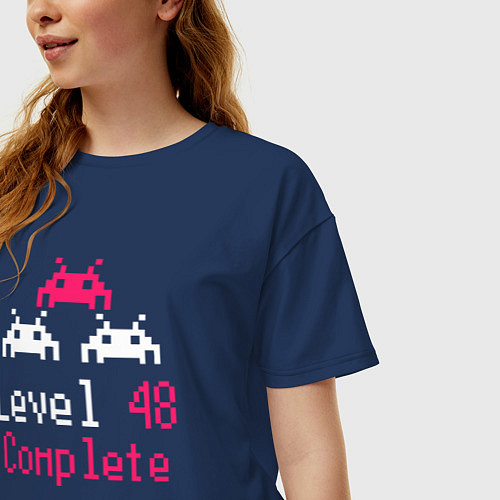 Женская футболка оверсайз Уровень 48 пройден / Тёмно-синий – фото 3