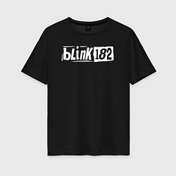 Футболка оверсайз женская Blink 182 трафарет белый, цвет: черный