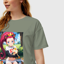 Футболка оверсайз женская Джесси и Мяут на пикнике, цвет: авокадо — фото 2