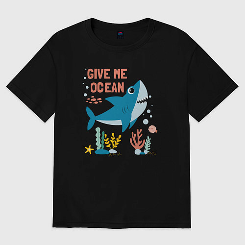 Женская футболка оверсайз Дай мне океан / Черный – фото 1