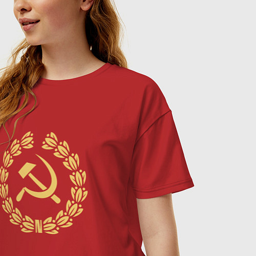 Женская футболка оверсайз Стиль серпа и молота / Красный – фото 3