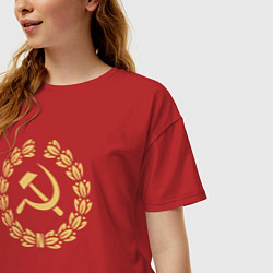 Футболка оверсайз женская Стиль серпа и молота, цвет: красный — фото 2