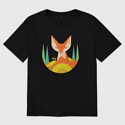 Футболка оверсайз женская Forest fox, цвет: черный