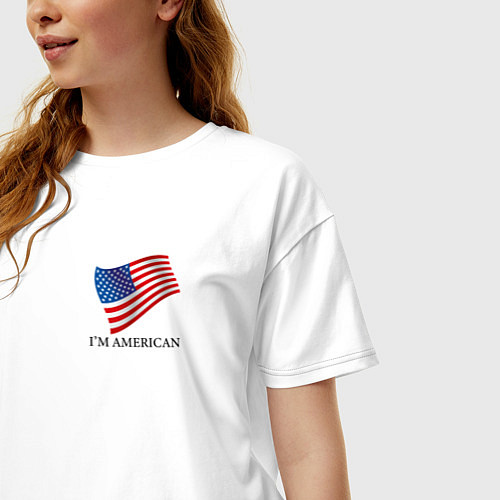 Женская футболка оверсайз Я Американец - патриотизм / Белый – фото 3