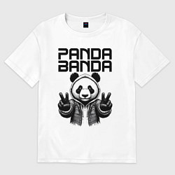 Футболка оверсайз женская Panda banda - mafia, цвет: белый