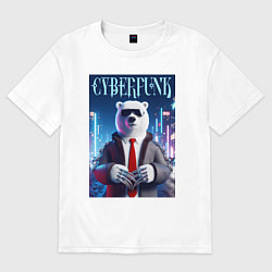Футболка оверсайз женская Polar bear - cyberpunk fantasy, цвет: белый