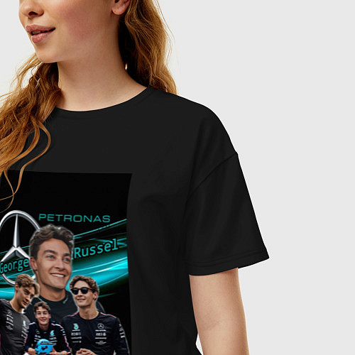 Женская футболка оверсайз Джордж Рассел / Черный – фото 3