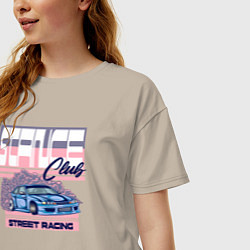 Футболка оверсайз женская Street racing, цвет: миндальный — фото 2