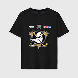 Футболка оверсайз женская Анахайм Дакс - НХЛ команда, цвет: черный
