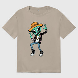 Футболка оверсайз женская Инопланетянин танцует, цвет: миндальный