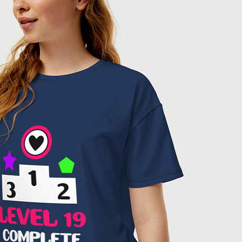 Женская футболка оверсайз 19 уровень пройден / Тёмно-синий – фото 3