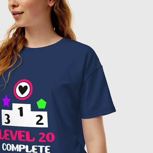 Женская футболка оверсайз 20 уровень пройден / Тёмно-синий – фото 3