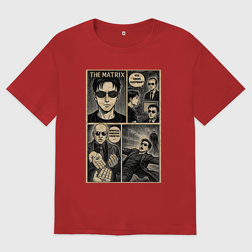Женская футболка оверсайз The matrix / Красный – фото 1