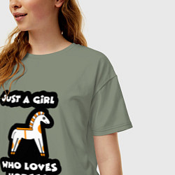 Футболка оверсайз женская Девочка любящая лошадей, цвет: авокадо — фото 2