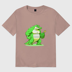 Футболка оверсайз женская Крокодил опасен, цвет: пыльно-розовый