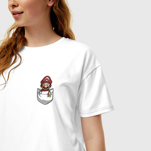 Женская футболка оверсайз Карманный Марио / Белый – фото 3
