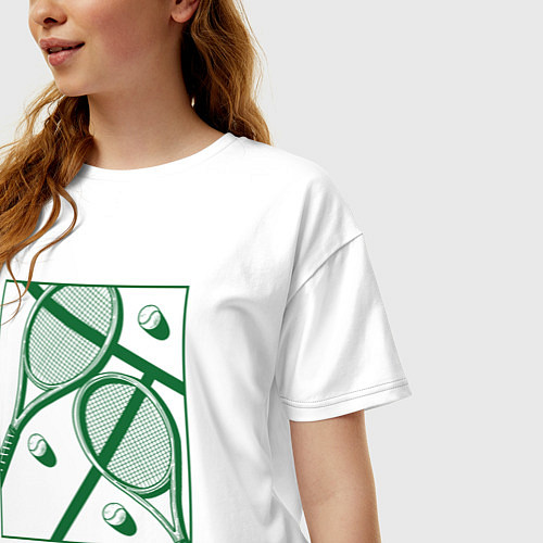 Женская футболка оверсайз Теннисный корт / Белый – фото 3
