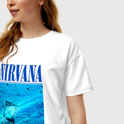 Женская футболка оверсайз Nirvana nevermaind woter / Белый – фото 3