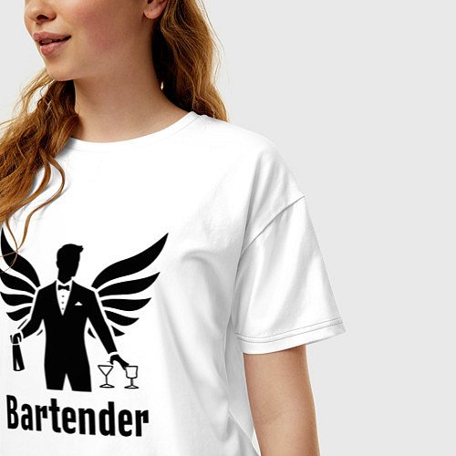 Женская футболка оверсайз Бармен с крыльями / Белый – фото 3