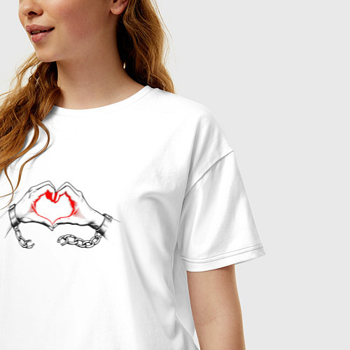 Женская футболка оверсайз Free heart - оковы разбиты / Белый – фото 3