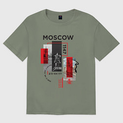Футболка оверсайз женская Москва коллаж, цвет: авокадо