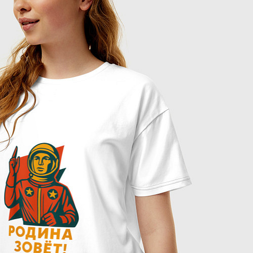 Женская футболка оверсайз Наша Родина зовёт / Белый – фото 3