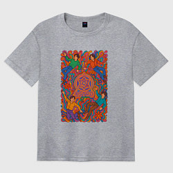 Футболка оверсайз женская Astro психоделический рисунок, цвет: меланж