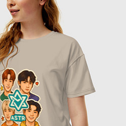 Футболка оверсайз женская Astro в виде стикеров, цвет: миндальный — фото 2
